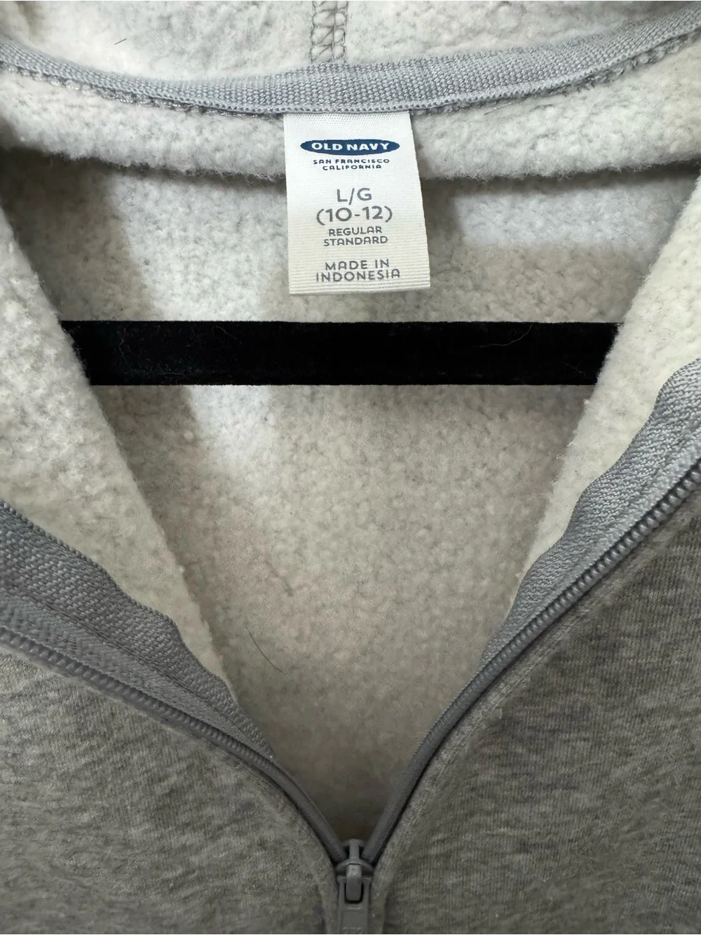 Old Navy Heather Gray Zip Front Kids Hoodie Jacket size L 10-12